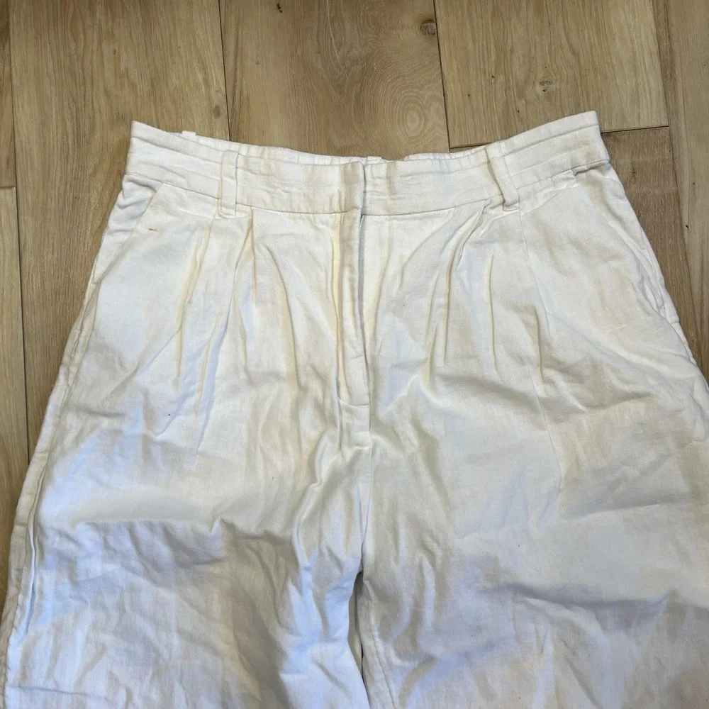 Abercrombie & Fitch Pants Mens 32x27 White Linen Pleated Relaxed Wide Leg Casual